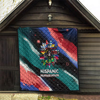 Hispanic Heritage Month Unidos We Rise Quilt Vibrant Sunflower Flags - Globe Graphic With Splatter Paint