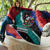 Hispanic Heritage Month Unidos We Rise Quilt Vibrant Sunflower Flags - Globe Graphic With Splatter Paint