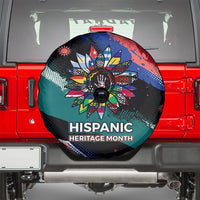 Hispanic Heritage Month Unidos We Rise Spare Tire Cover Vibrant Sunflower Flags - Globe Graphic With Splatter Paint