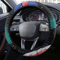 Hispanic Heritage Month Unidos We Rise Steering Wheel Cover Vibrant Sunflower Flags - Globe Graphic With Splatter Paint