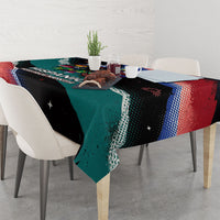 Hispanic Heritage Month Unidos We Rise Tablecloth Vibrant Sunflower Flags - Globe Graphic With Splatter Paint