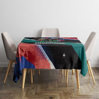 Hispanic Heritage Month Unidos We Rise Tablecloth Vibrant Sunflower Flags - Globe Graphic With Splatter Paint