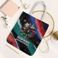 Hispanic Heritage Month Unidos We Rise Tote Bag Vibrant Sunflower Flags - Globe Graphic With Splatter Paint