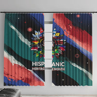 Hispanic Heritage Month Unidos We Rise Window Curtain Vibrant Sunflower Flags - Globe Graphic With Splatter Paint