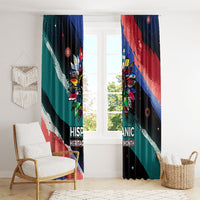 Hispanic Heritage Month Unidos We Rise Window Curtain Vibrant Sunflower Flags - Globe Graphic With Splatter Paint