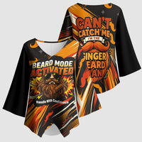 World Beard Day Kimono Sleeve Blouse Ginger Beard Man Pride - Retro Comic