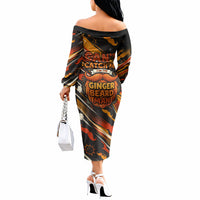 World Beard Day Off The Shoulder Long Sleeve Dress Ginger Beard Man Pride - Retro Comic