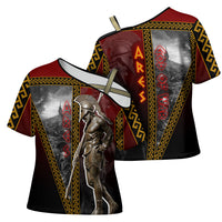 Ares Greek God Of War Cross Shoulder Shirt Warrior Ancient Greek Mythology Art