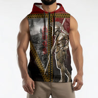 Ares Greek God Of War Sleeveless Zip Hoodie Warrior Ancient Greek Mythology Art