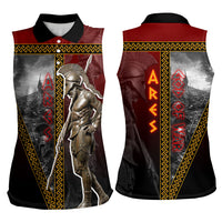 Ares Greek God Of War Women Sleeveless Polo Shirt Warrior Ancient Greek Mythology Art