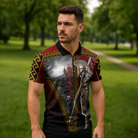 Ares Greek God Of War Zipper Polo Shirt Warrior Ancient Greek Mythology Art