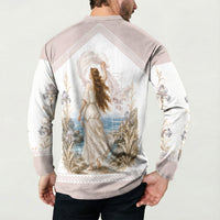 Aphrodite Greek Goddess Button Sweatshirt Classical Mythology Vintage Art Ocean Scene
