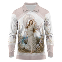 Aphrodite Greek Goddess Long Sleeve Polo Shirt Classical Mythology Vintage Art Ocean Scene