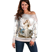 Aphrodite Greek Goddess Off Shoulder Sweater Classical Mythology Vintage Art Ocean Scene
