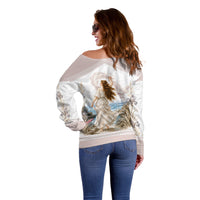 Aphrodite Greek Goddess Off Shoulder Sweater Classical Mythology Vintage Art Ocean Scene