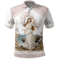 Aphrodite Greek Goddess Polo Shirt Classical Mythology Vintage Art Ocean Scene