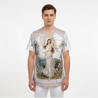 Aphrodite Greek Goddess Scrub Top Classical Mythology Vintage Art Ocean Scene