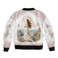 Aphrodite Greek Goddess Sleeve Zip Bomber Jacket Classical Mythology Vintage Art Ocean Scene