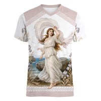 Aphrodite Greek Goddess Women V-Neck T-Shirt Classical Mythology Vintage Art Ocean Scene