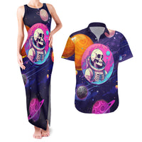 Skull Couples Matching Tank Maxi Dress and Hawaiian Shirt I Love You in every Universe Cosmic Abstract Art - Wonder Print Shop