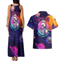 Skull Couples Matching Tank Maxi Dress and Hawaiian Shirt I Love You in every Universe Cosmic Abstract Art - Wonder Print Shop