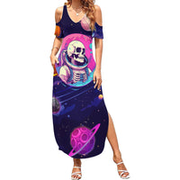 Skull Family Matching Summer Maxi Dress and Hawaiian Shirt I Love You in every Universe Cosmic Abstract Art - Wonder Print Shop