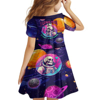 Skull Kid Short Sleeve Dress I Love You in every Universe Cosmic Abstract Art - Wonder Print Shop