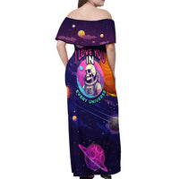 Skull Off Shoulder Maxi Dress I Love You in every Universe Cosmic Abstract Art - Wonder Print Shop
