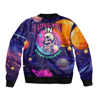 Skull Sleeve Zip Bomber Jacket I Love You in every Universe Cosmic Abstract Art - Wonder Print Shop