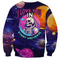 Skull Sweatshirt I Love You in every Universe Cosmic Abstract Art - Wonder Print Shop