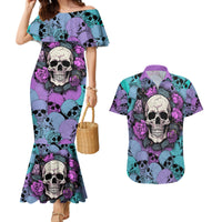 Skull Pattern Couples Matching Mermaid Dress and Hawaiian Shirt Your Are Not Hard To Love - Wonder Print Shop