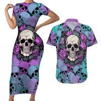 Skull Pattern Couples Matching Short Sleeve Bodycon Dress and Hawaiian Shirt Your Are Not Hard To Love - Wonder Print Shop