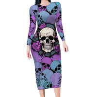 Skull Pattern Long Sleeve Bodycon Dress Your Are Not Hard To Love - Wonder Print Shop