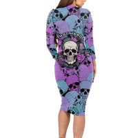 Skull Pattern Long Sleeve Bodycon Dress Your Are Not Hard To Love - Wonder Print Shop