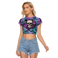 Skull Pattern Raglan Cropped T Shirt Your Are Not Hard To Love - Wonder Print Shop
