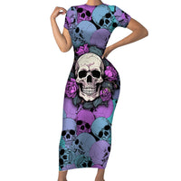Skull Pattern Short Sleeve Bodycon Dress Your Are Not Hard To Love - Wonder Print Shop