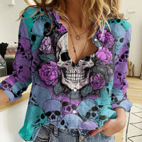 Skull Pattern Women Casual Shirt Your Are Not Hard To Love - Wonder Print Shop
