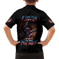 If This Flag Offends You I'll Help You Pack Skull Family Matching Short Sleeve Bodycon Dress and Hawaiian Shirt - Wonder Print Shop