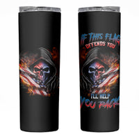 If This Flag Offends You I'll Help You Pack Skull Skinny Tumbler - Wonder Print Shop