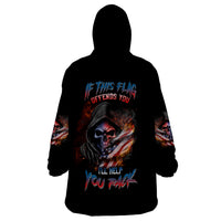 If This Flag Offends You I'll Help You Pack Skull Wearable Blanket Hoodie - Wonder Print Shop