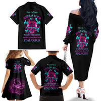 I Can Go From Regular B To Burn Family Matching Off Shoulder Long Sleeve Dress and Hawaiian Shirt - Wonder Print Shop