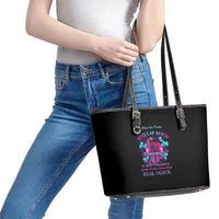 I Can Go From Regular B To Burn Leather Tote Bag - Wonder Print Shop
