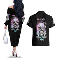 Rock Paper Throat Punch I Win Couples Matching Off The Shoulder Long Sleeve Dress and Hawaiian Shirt - Wonder Print Shop