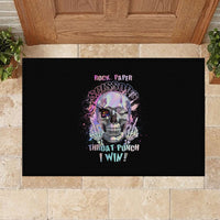 Rock Paper Throat Punch I Win Rubber Doormat - Wonder Print Shop