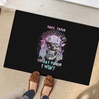 Rock Paper Throat Punch I Win Rubber Doormat - Wonder Print Shop