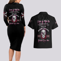I'm A B Don't Try Me Couples Matching Long Sleeve Bodycon Dress and Hawaiian Shirt - Wonder Print Shop