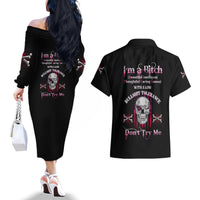 I'm A B Don't Try Me Couples Matching Off The Shoulder Long Sleeve Dress and Hawaiian Shirt - Wonder Print Shop
