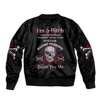 I'm A B Don't Try Me Sleeve Zip Bomber Jacket - Wonder Print Shop