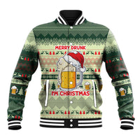 Merry Drunk I'm Christmas Baseball Jacket Xmas Holiday Patterns - Wonder Print Shop