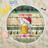 Merry Drunk I'm Christmas Beach Blanket Xmas Holiday Patterns - Wonder Print Shop